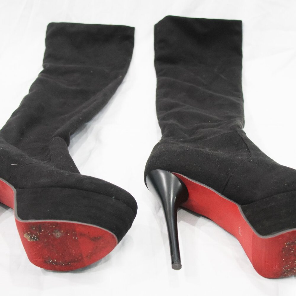 Red Sole Over Knee Platform Stiletto Boots - Picture 2 of 4